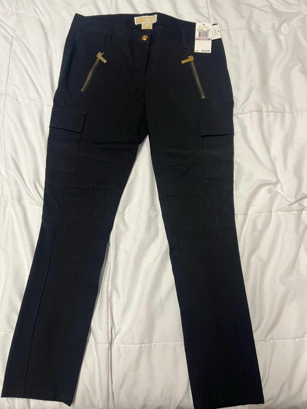 Michael Kors Black Women’s Cargo Pants with Gold Zippers